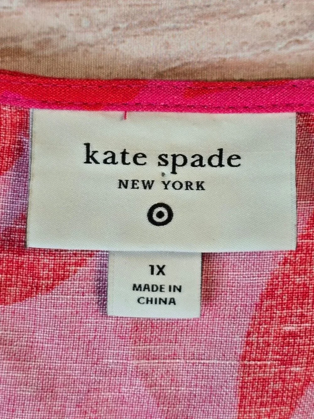 Kate Spade New York 1X Red & Pink Floral Midi Dress With Drawstring Waist